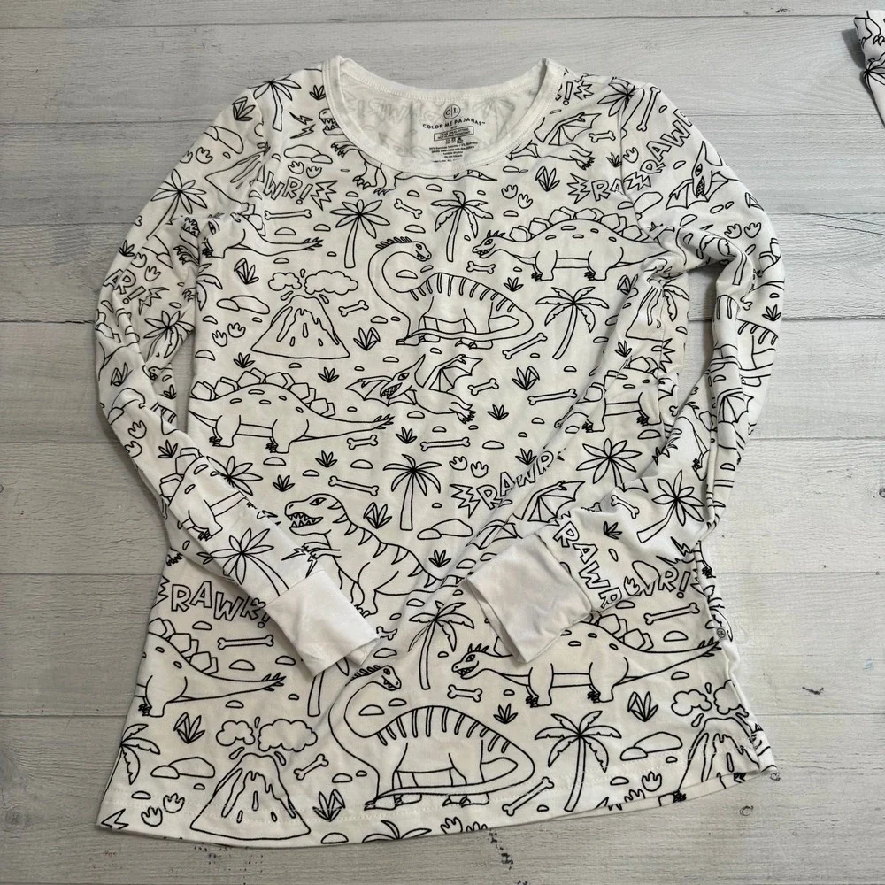 Caden‎ Lane Colorable Two Piece Pajama Set Jurassic Playground 9/10